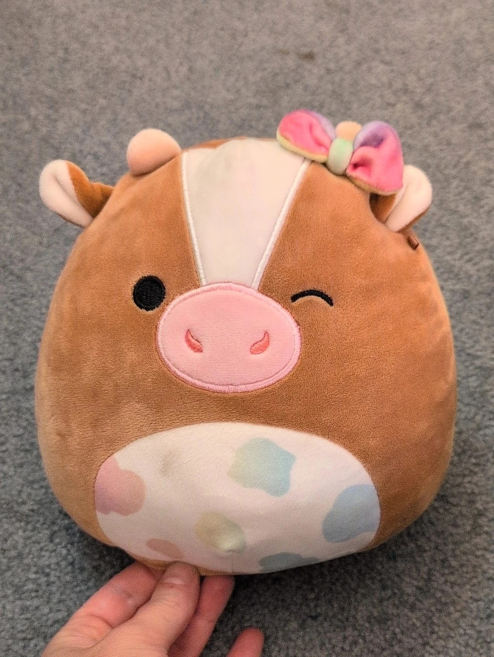 Squishmallows Griella the Cow Brown & Pink Plush